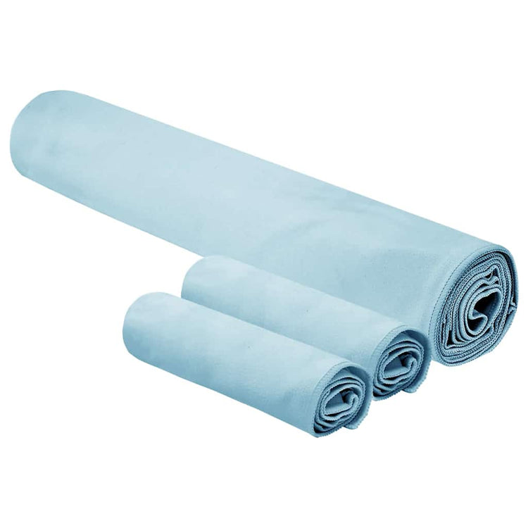 VidaXL-Set Sporthandtücher 3-tlg. aus blauem Polyester und Polyamid