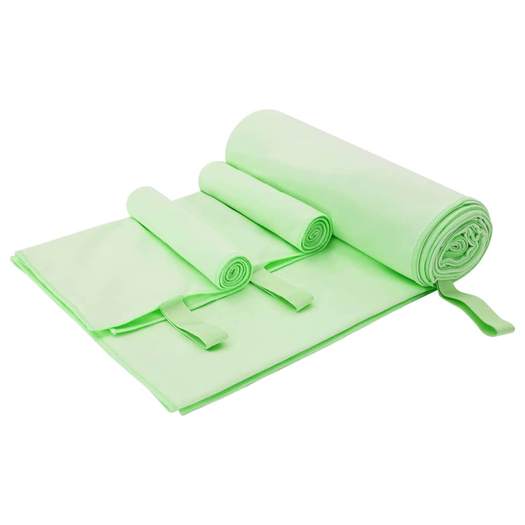 VidaXL-Set Sporthandtücher 3-tlg. aus grünem Polyester und Polyamid