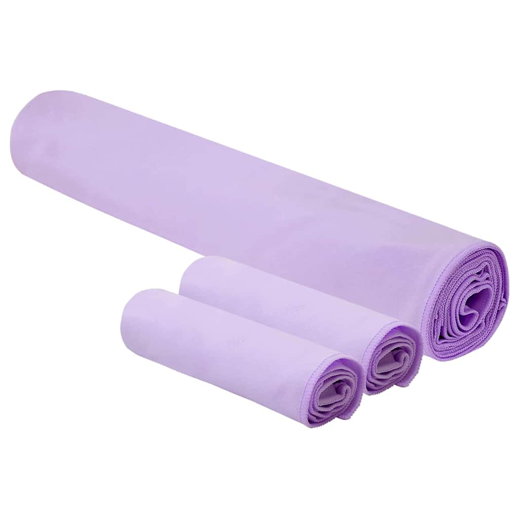 VidaXL-Set Sporthandtücher 3-tlg. Lila Polyester und Polyamid
