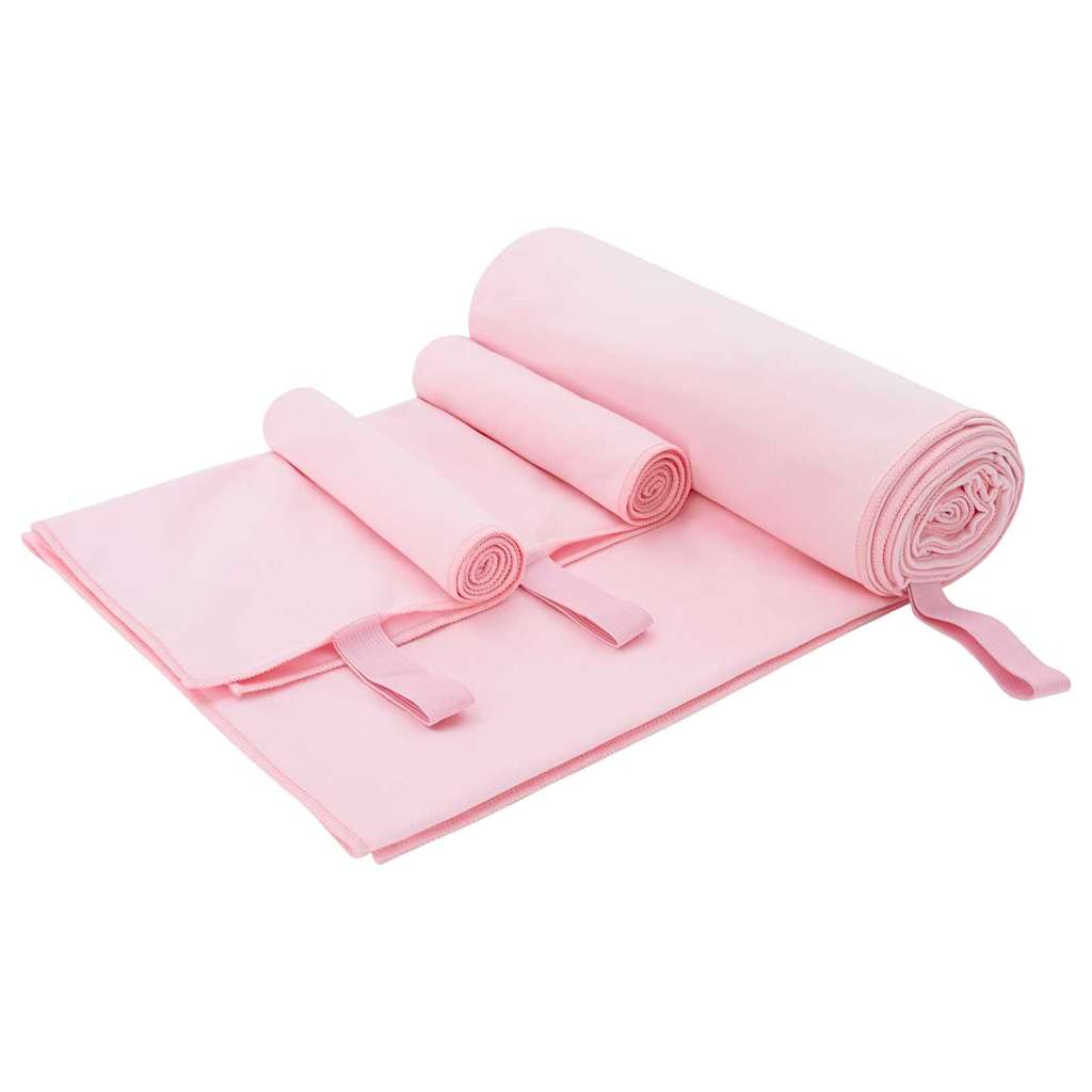 VidaXL-Set Sporthandtücher 3-tlg. rosa Polyester und Polyamid
