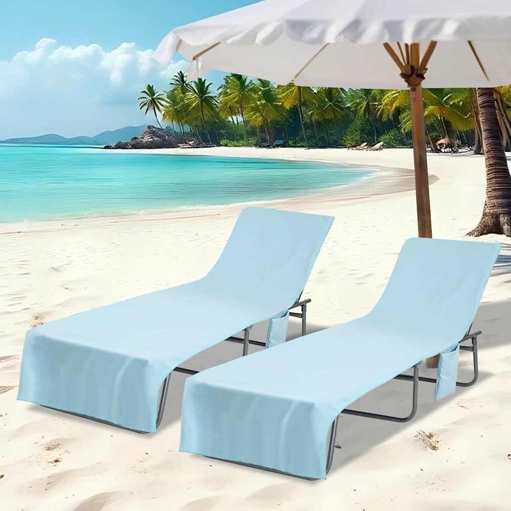 Vidaxl Liegehandtücher 2 Stück blau 210 x 75 cm Polyester und Polyamid