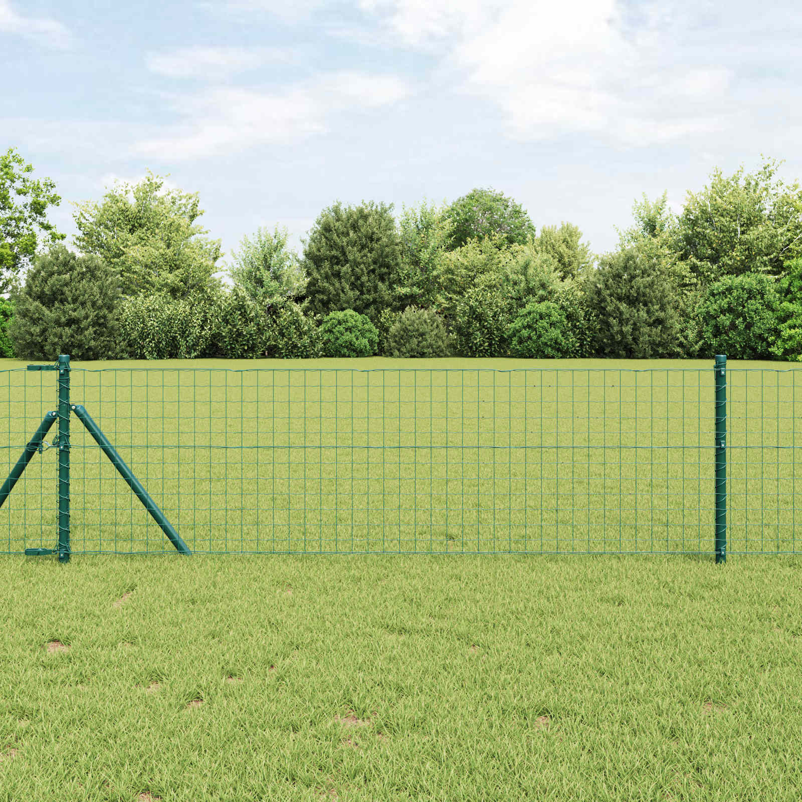 Vidaxl Zaunpfosten 2 Stück grün 100 cm pulverbeschichteter Stahl