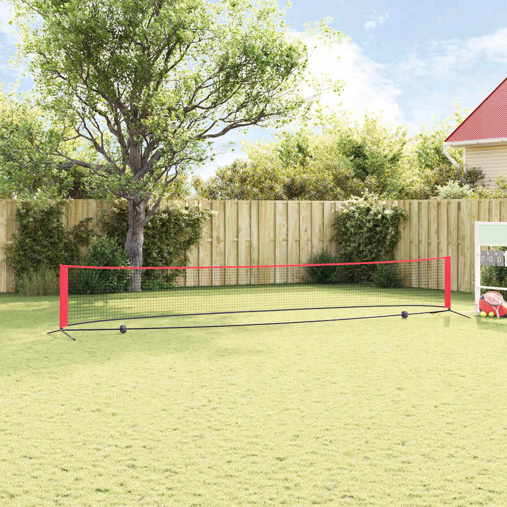 VidaXL Tennisnetz Schwarz und Rot 595 x 90,5 x 87 cm Polyester