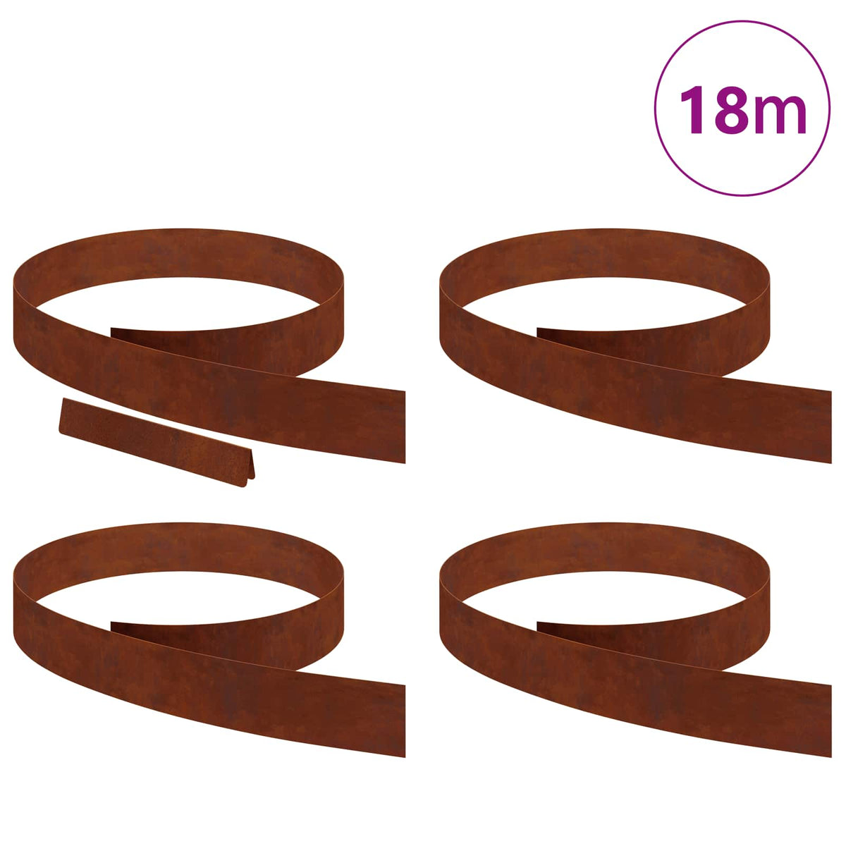 Vidaxl Gartenkante 4 Stück rostig 450 x 0,05 x 15 cm Cortenstahl