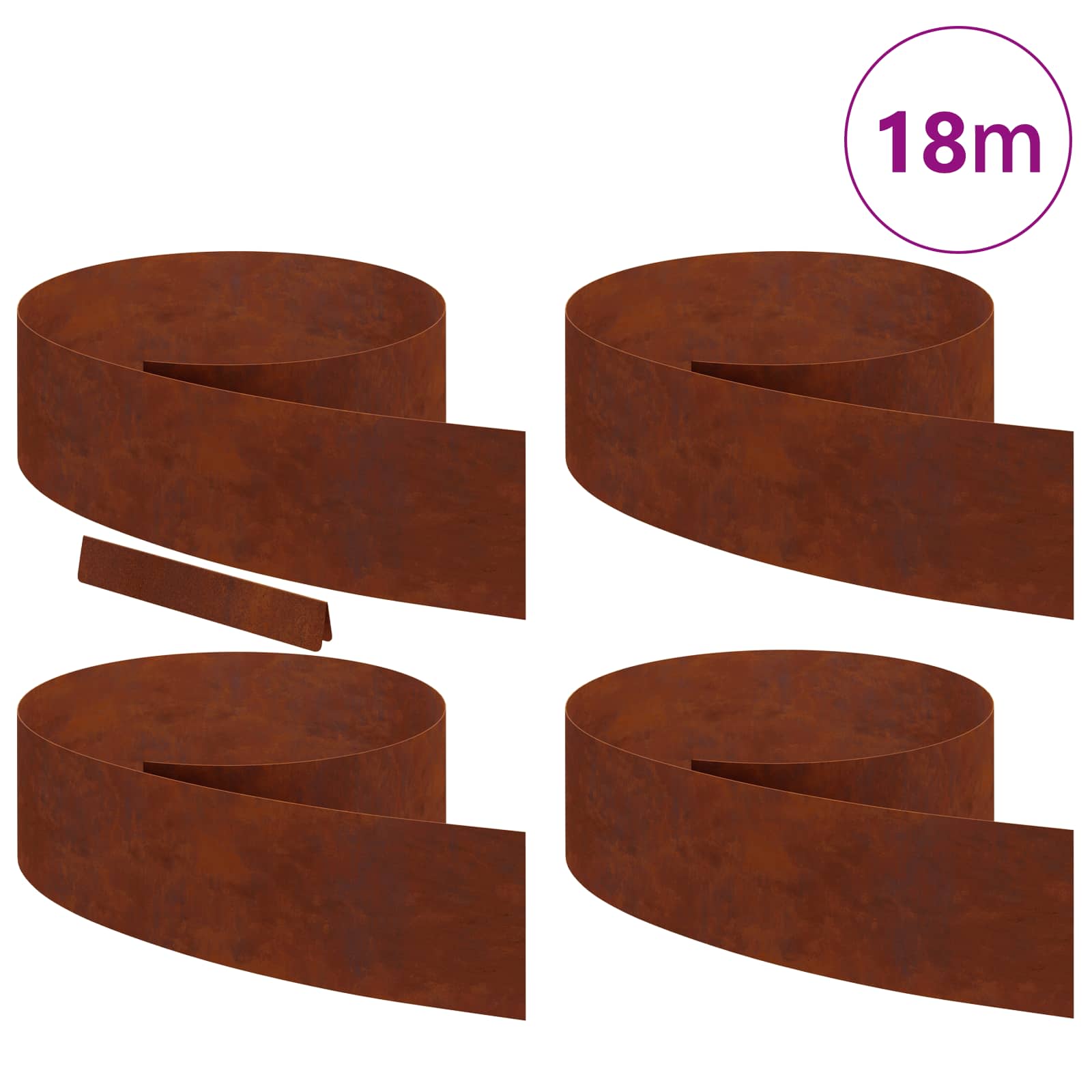 Vidaxl Gartenkante 4 Stück rostig 450 x 0,05 x 15 cm Cortenstahl