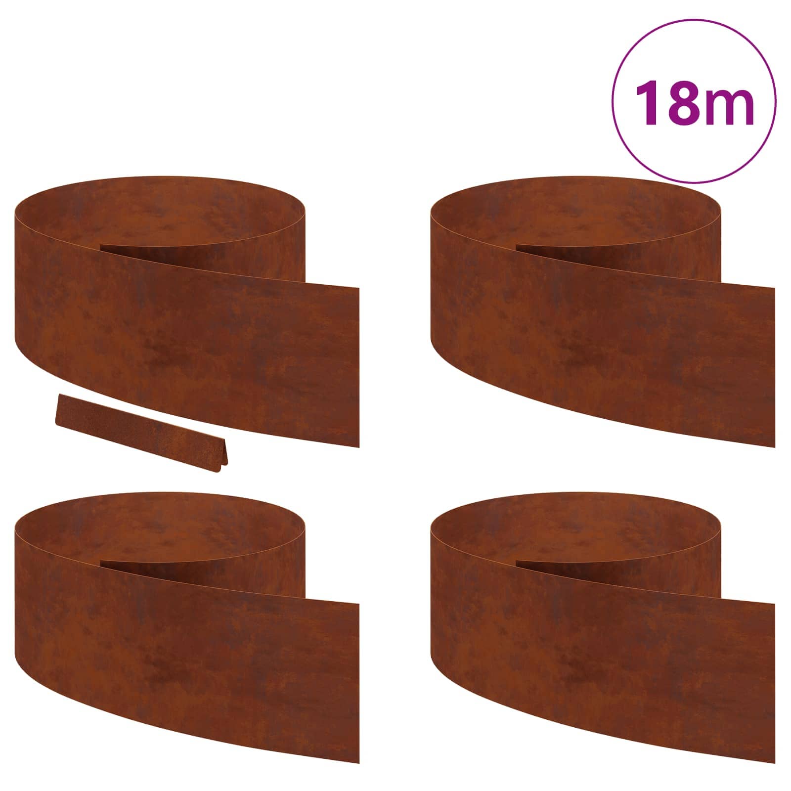 Vidaxl Gartenkante 4 Stück rostig 450 x 0,05 x 15 cm Cortenstahl