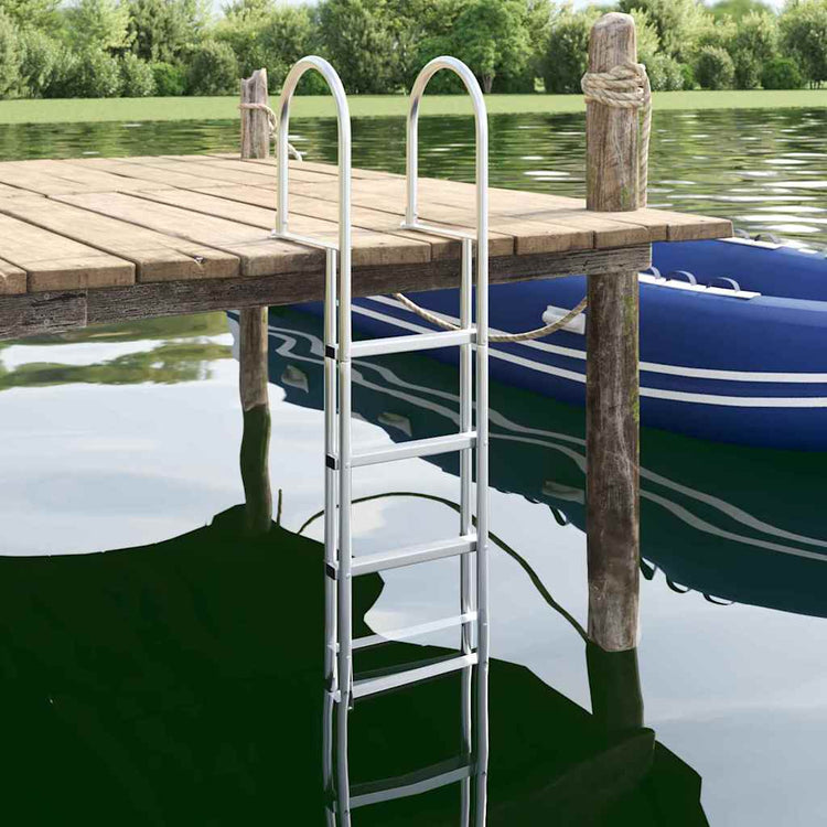 Vidaxx 4-stufige Hafentreppe silber 45×11,5×162 cm Aluminium
