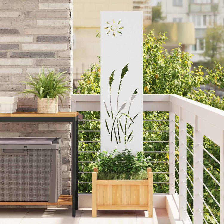 VidaXL Garten-Sichtschutz Laubsägearbeit weiß 32 x 140 cm kaltgewalzter Stahl