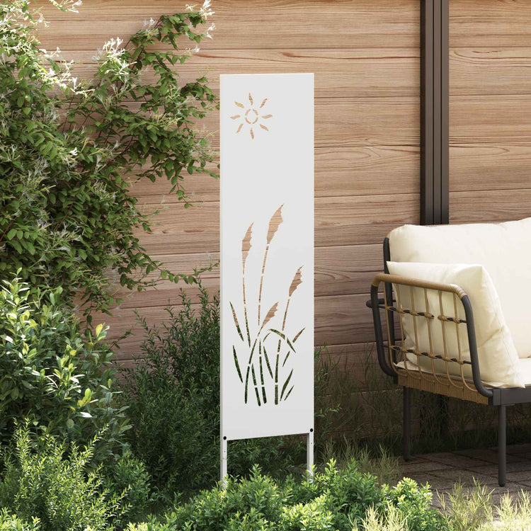 VidaXL Garten-Sichtschutz Laubsägearbeit weiß 32 x 140 cm kaltgewalzter Stahl