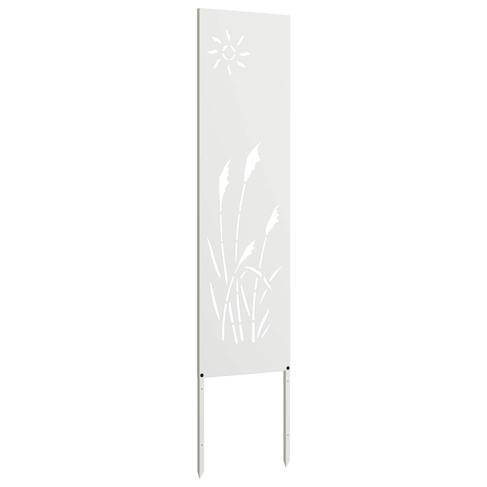 VidaXL Garten-Sichtschutz Laubsägearbeit weiß 32 x 140 cm kaltgewalzter Stahl