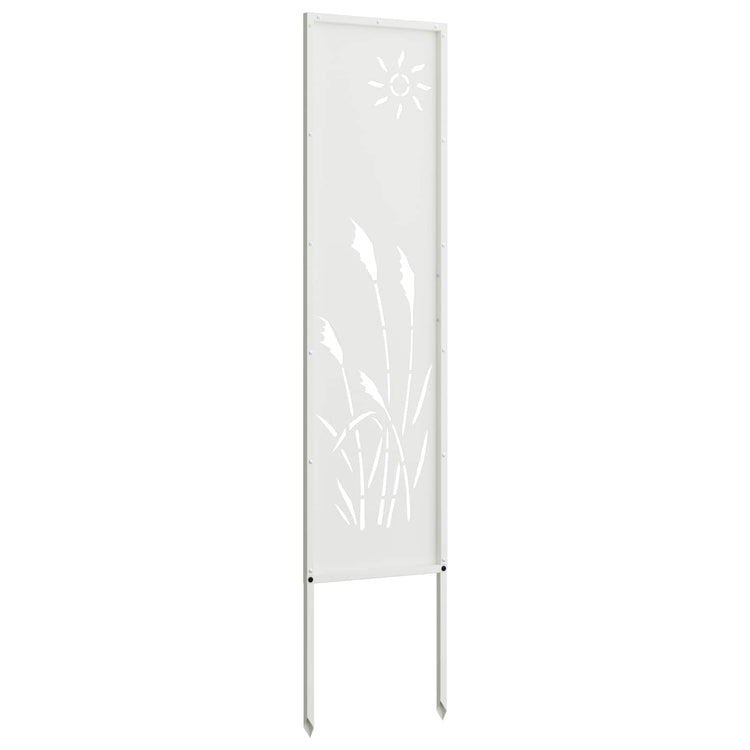 VidaXL Garten-Sichtschutz Laubsägearbeit weiß 32 x 140 cm kaltgewalzter Stahl