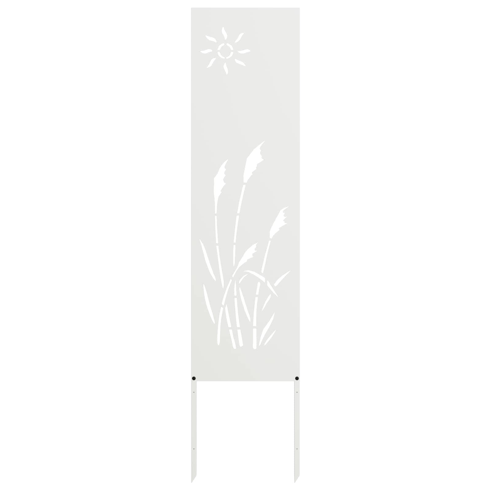 VidaXL Garten-Sichtschutz Laubsägearbeit weiß 32 x 140 cm kaltgewalzter Stahl