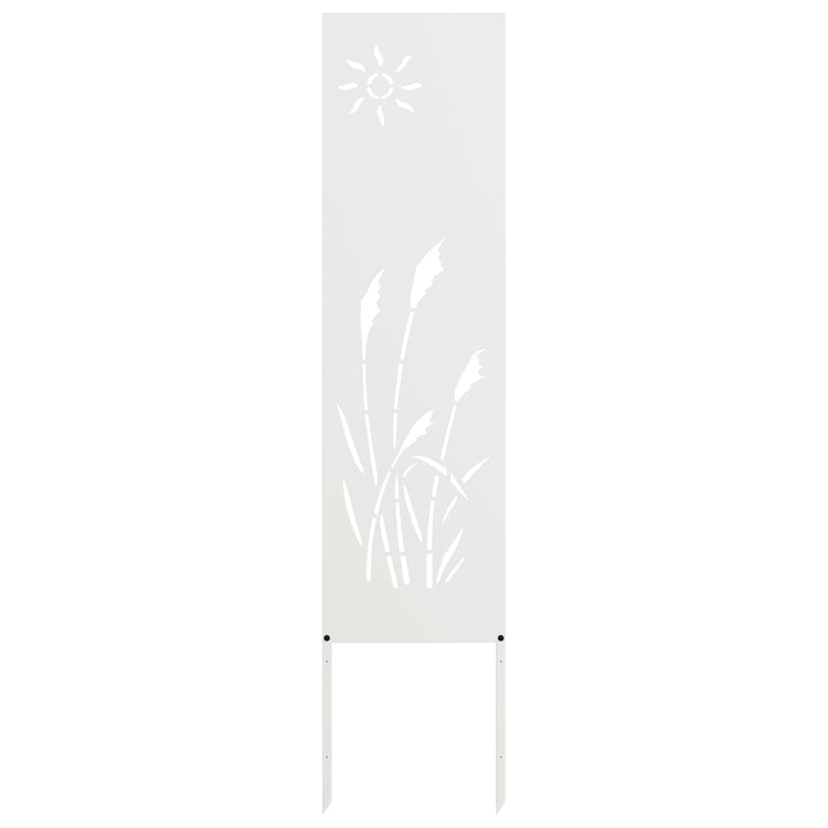 VidaXL Garten-Sichtschutz Laubsägearbeit weiß 32 x 140 cm kaltgewalzter Stahl