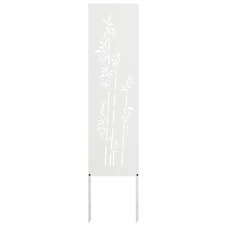 VidaXL Garten-Sichtschutz Blumen weiß 32 x 140 cm kaltgewalzter Stahl