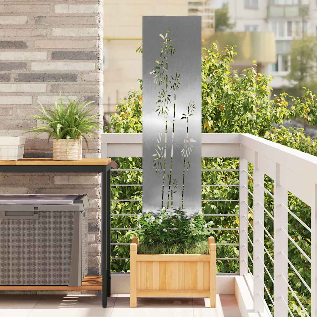 VidaXL Garten-Sichtschutz Blumen Silber 32 x 140 cm Edelstahl