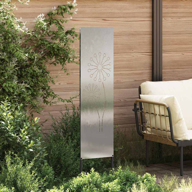 VidaXL Garten-Sichtschutz Laubsägewerk Silber 32 x 140 cm Edelstahl