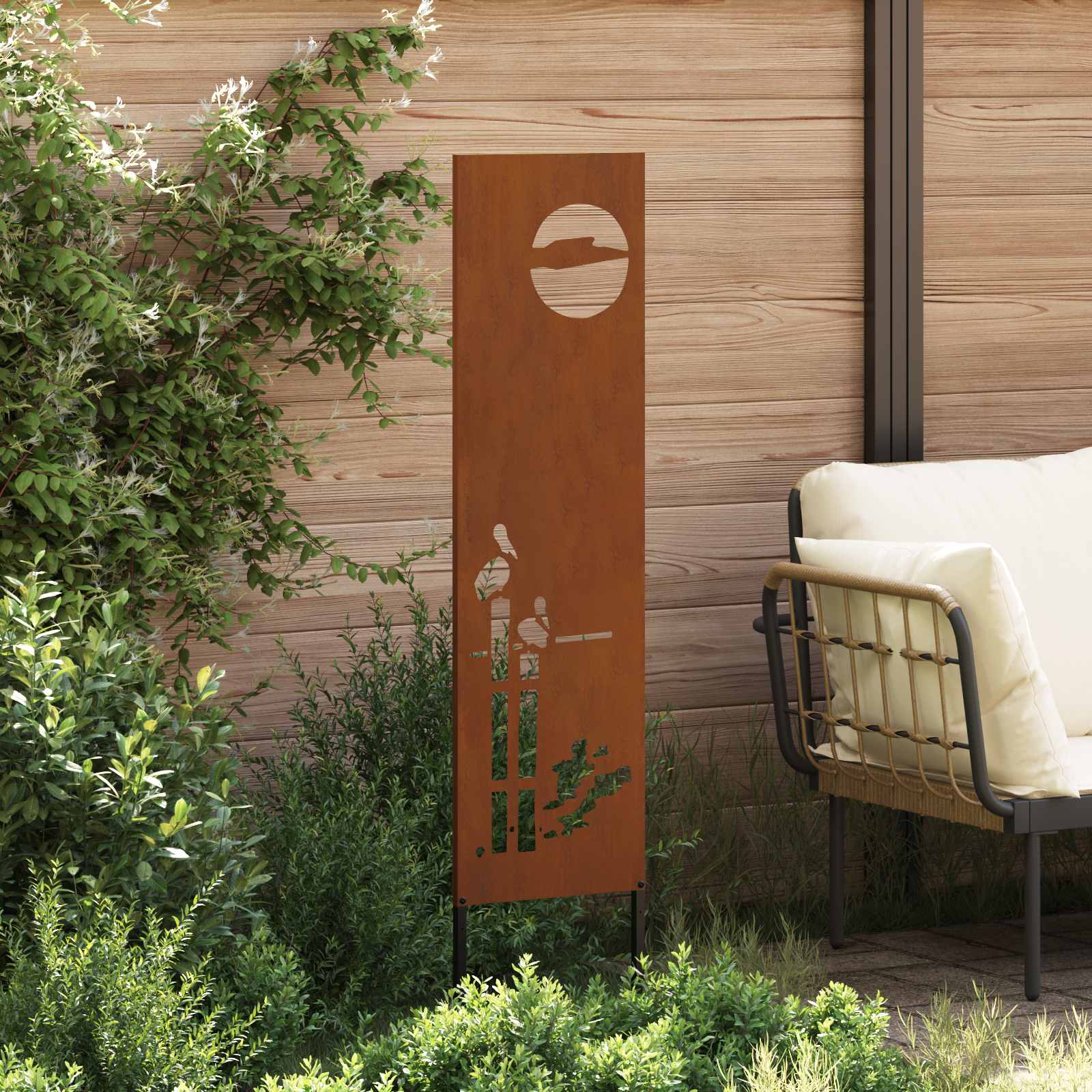 VidaXL Garten-Sichtschutz Laubsägearbeit rostig 32 x 140 cm Cortenstahl