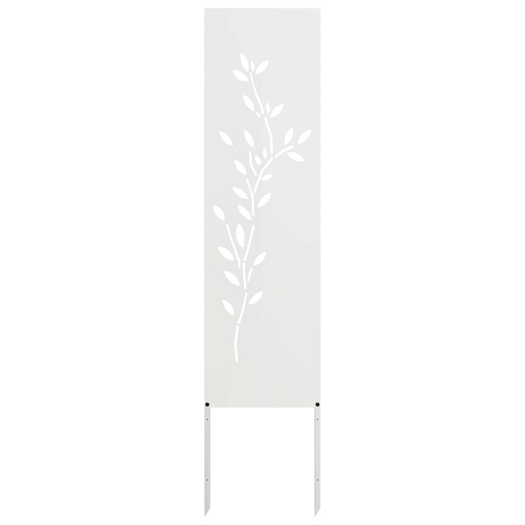 VidaXL Garten-Sichtschutz Blumen weiß 32 x 140 cm kaltgewalzter Stahl