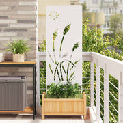 VidaXL Garten-Sichtschutz Laubsägearbeit weiß 50 x 140 cm kaltgewalzter Stahl - afbeelding 1