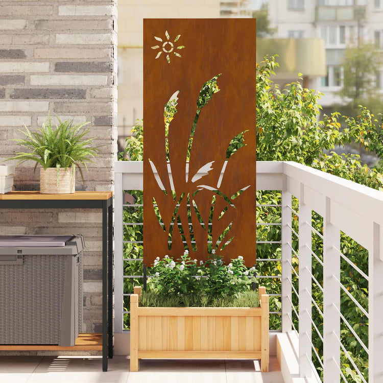 Vidaxxl Garten-Sichtschutz Laubsägearbeit rostig 50 x 140 cm Cortenstahl