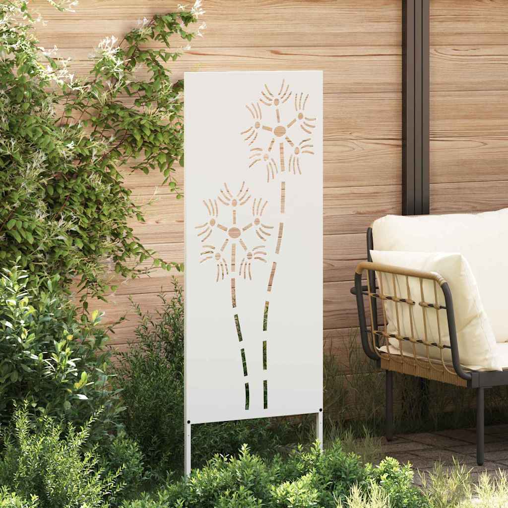 VidaXL Garten-Sichtschutz Laubsägearbeit weiß 50 x 140 cm kaltgewalzter Stahl