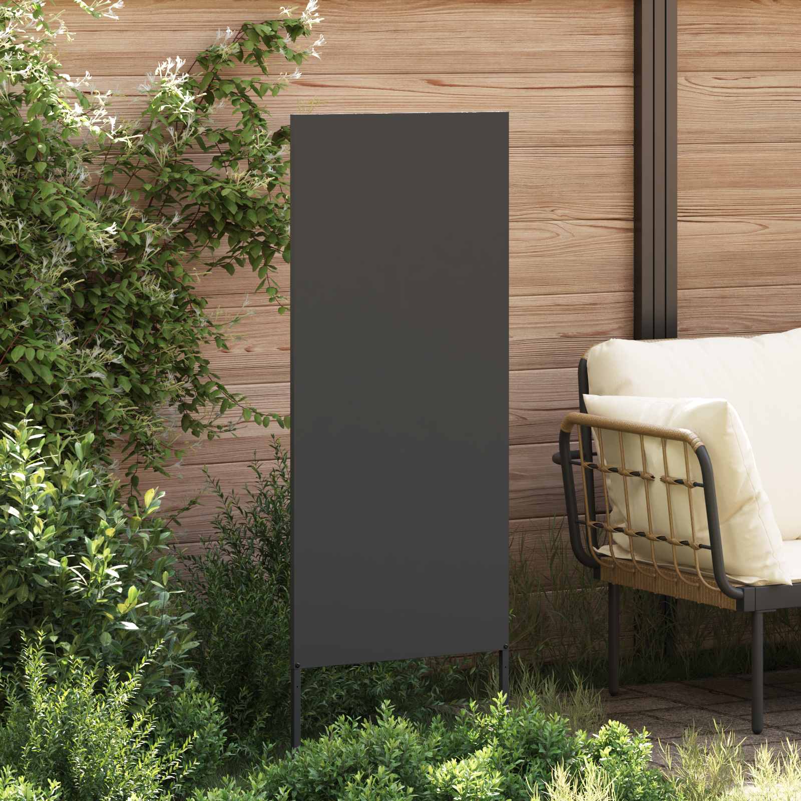Vidaxxl Garten-Sichtschutz schwarz 50 x 140 cm kaltgewalzter Stahl