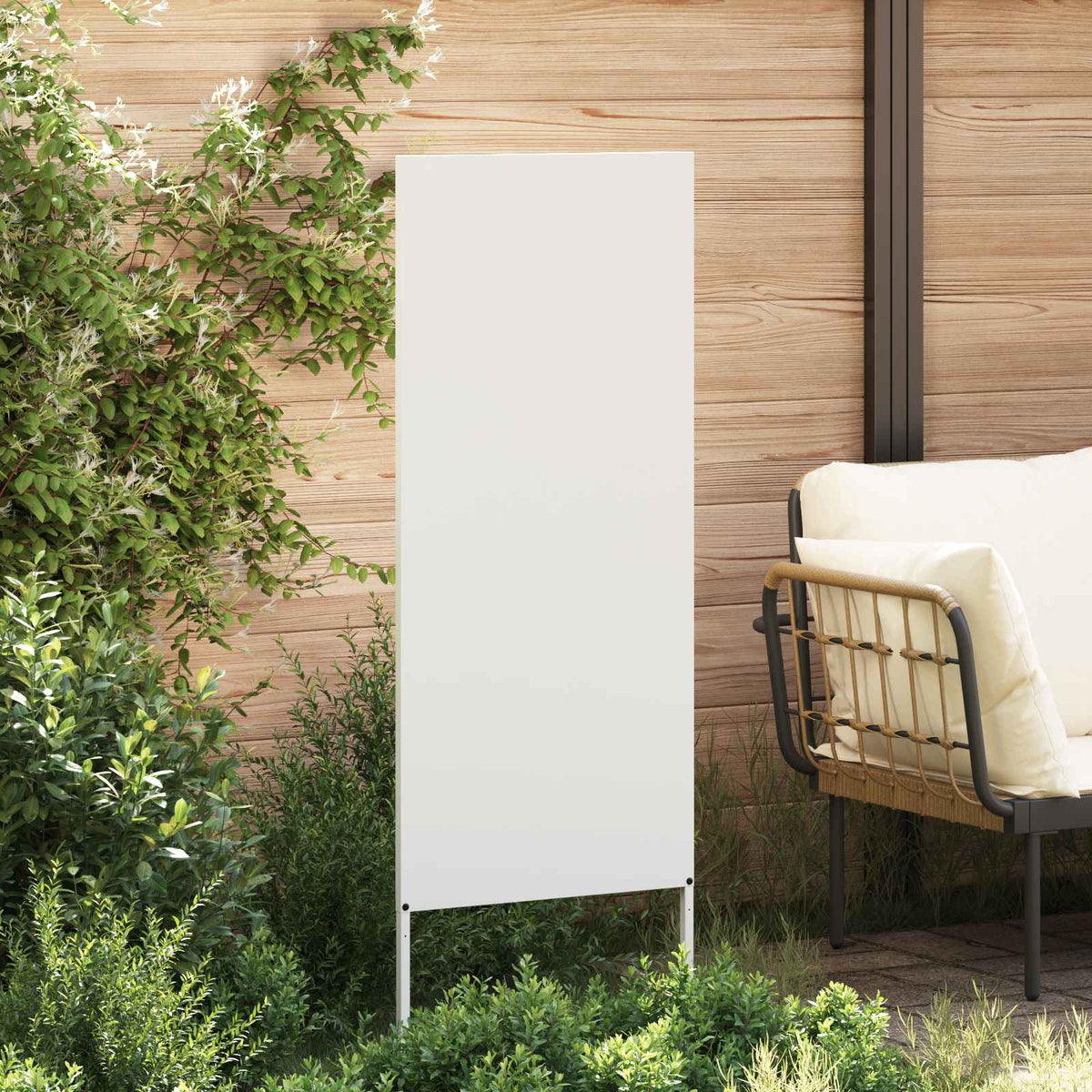 VidaXL Garten-Sichtschutz Laubsägearbeit weiß 50 x 140 cm kaltgewalzter Stahl