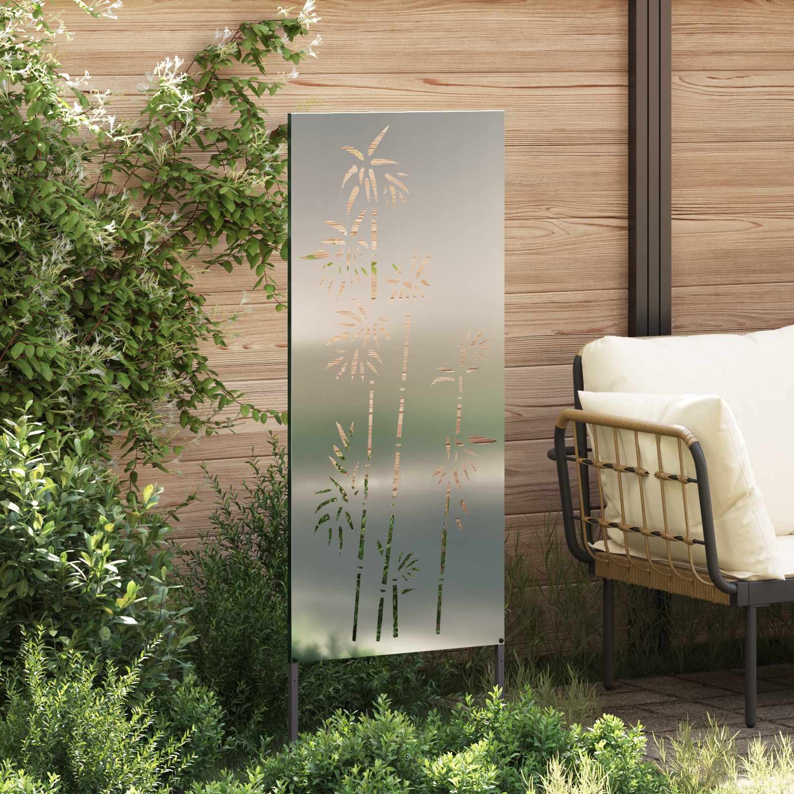 Vidaxxl Garten-Sichtschutz Silber 50 x 140 cm verzinkter Stahl