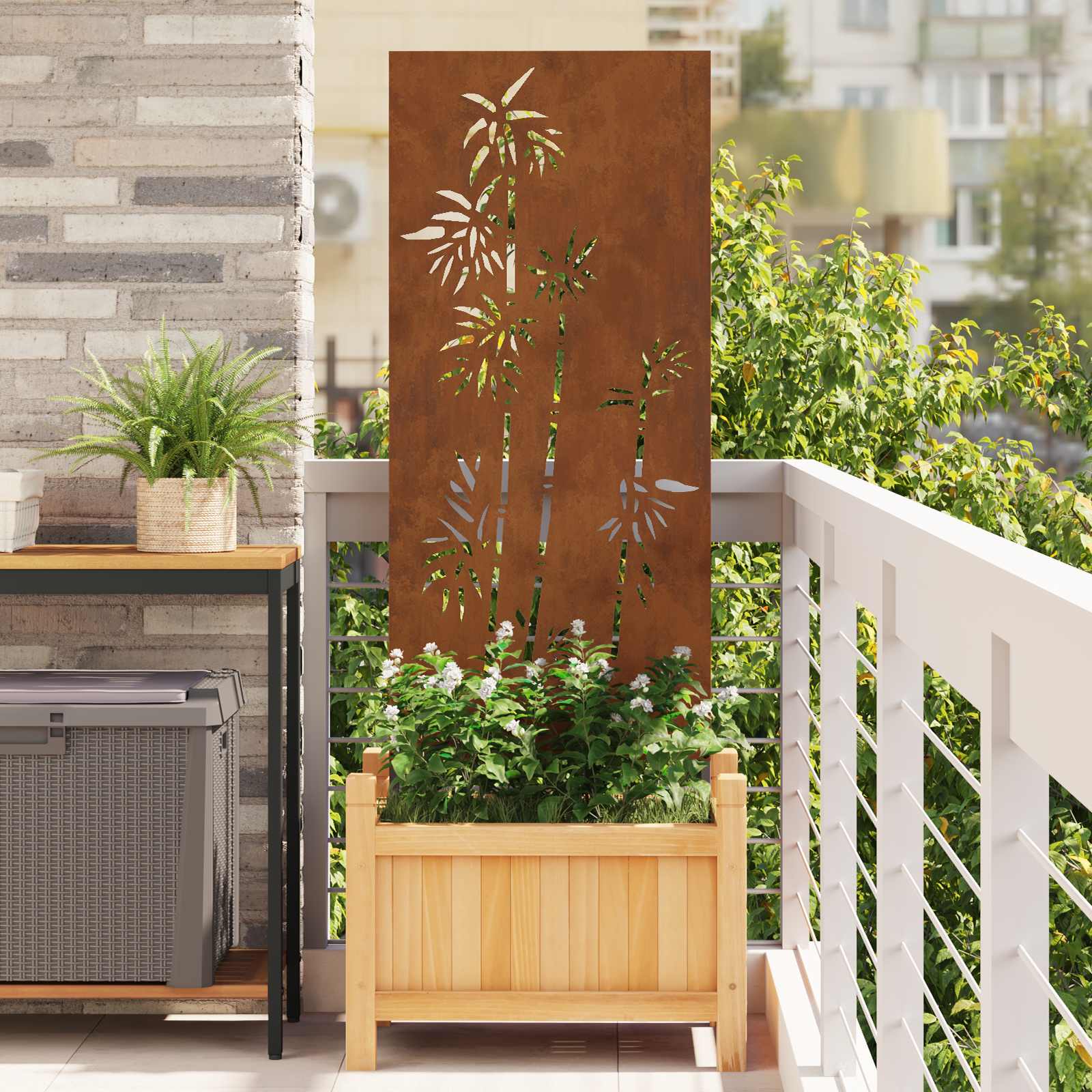 Vidaxxl Garten-Sichtschutz Blumen rostig 50 x 140 cm Cortenstahl