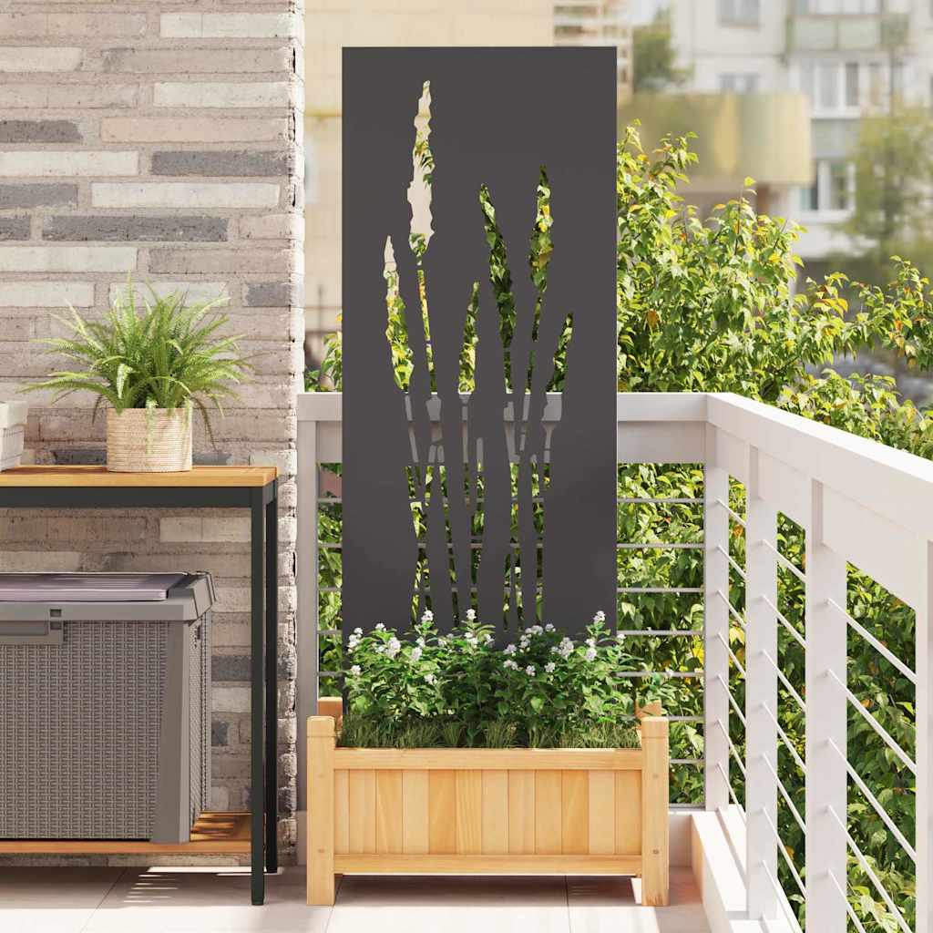 Vidaxxl Garten-Sichtschutz Blumen schwarz 50 x 140 cm kaltgewalzter Stahl