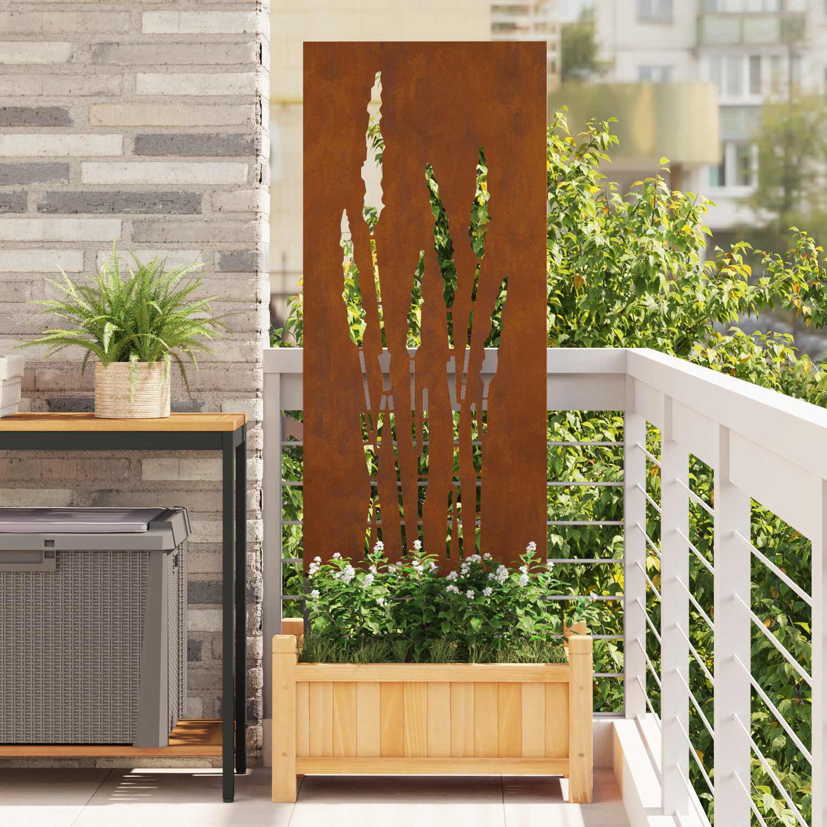 Vidaxxl Garten-Sichtschutz Blumen rostig 50 x 140 cm Cortenstahl