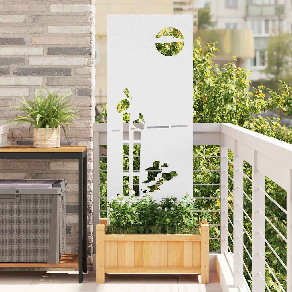 VidaXL Garten-Sichtschutz Laubsägearbeit weiß 50 x 140 cm kaltgewalzter Stahl