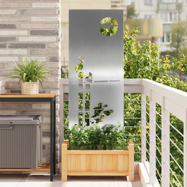 VidaXL Garten-Sichtschutz Laubsägewerk Silber 50 x 140 cm Edelstahl
