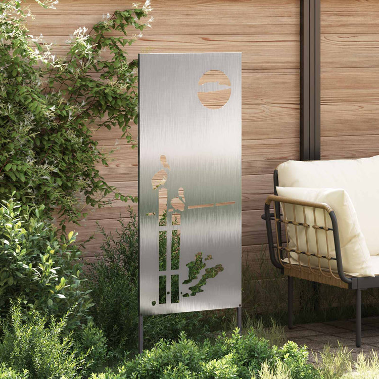 VidaXL Garten-Sichtschutz Laubsägewerk Silber 50 x 140 cm Edelstahl