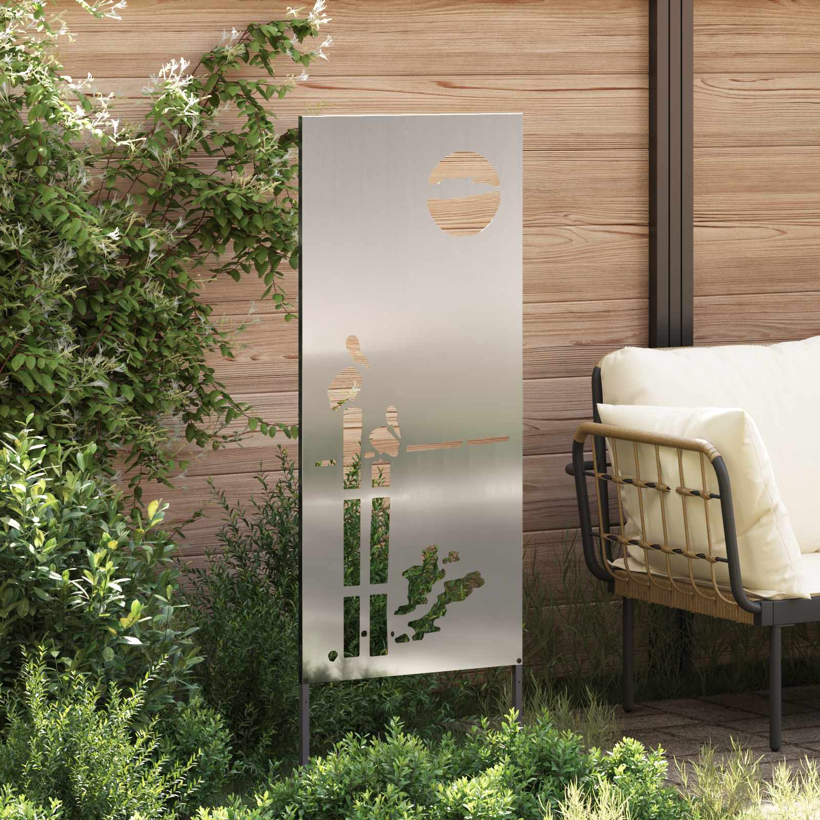Vidaxxl Garten-Sichtschutz Silber 50 x 140 cm verzinkter Stahl