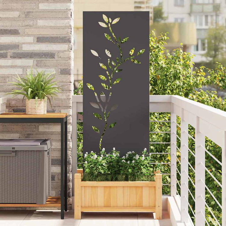 Vidaxxl Garten-Sichtschutz Blumen schwarz 50 x 140 cm kaltgewalzter Stahl