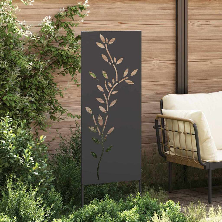 Vidaxxl Garten-Sichtschutz Blumen schwarz 50 x 140 cm kaltgewalzter Stahl