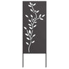 Vidaxxl Garten-Sichtschutz Blumen schwarz 50 x 140 cm kaltgewalzter Stahl