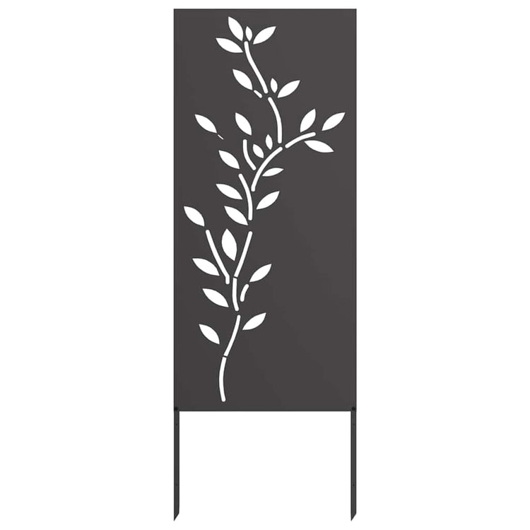 Vidaxxl Garten-Sichtschutz Blumen schwarz 50 x 140 cm kaltgewalzter Stahl
