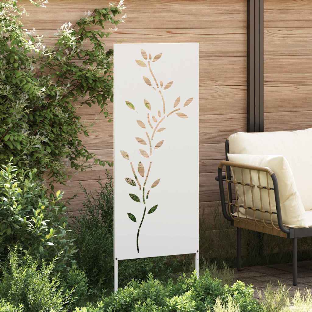 Vidaxxl Garten-Sichtschutz Blumen weiß 50 x 140 cm kaltgewalzter Stahl