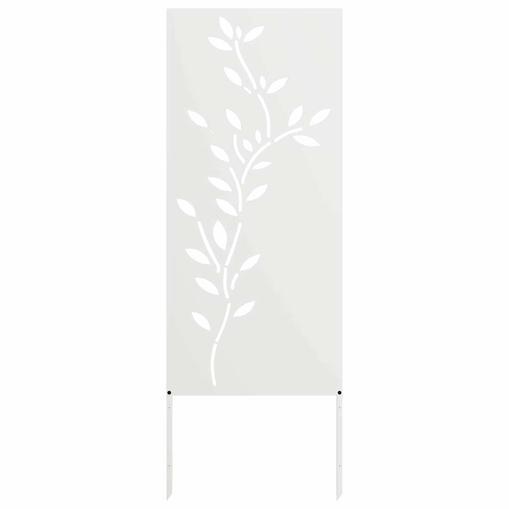 Vidaxxl Garten-Sichtschutz Blumen weiß 50 x 140 cm kaltgewalzter Stahl
