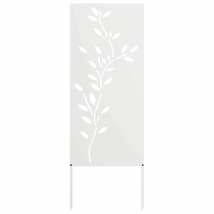 Vidaxxl Garten-Sichtschutz Blumen weiß 50 x 140 cm kaltgewalzter Stahl