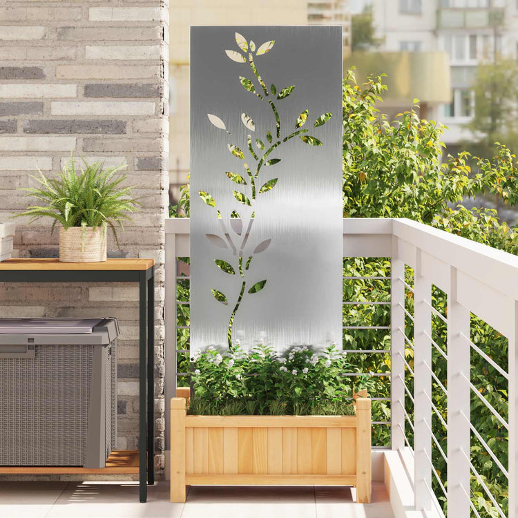 Vidaxxl Garten-Sichtschutz Blumen Silber 50 x 140 cm Edelstahl