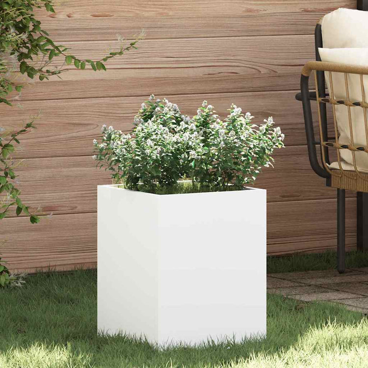 Vidaxl Gartenblumentopf weiß 32 x 32 x 40 cm kaltgewalzter Stahl