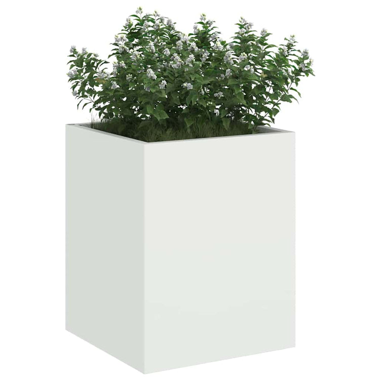Vidaxl Gartenblumentopf weiß 32 x 32 x 40 cm kaltgewalzter Stahl