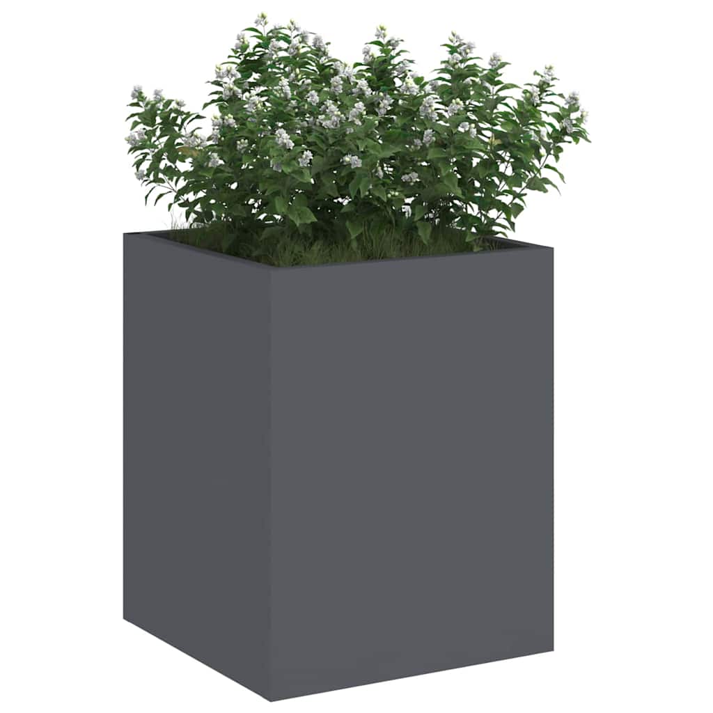 Vidaxxl Gartenblumentopf Anthrazit 32 x 32 x 40 cm kaltgewalzter Stahl