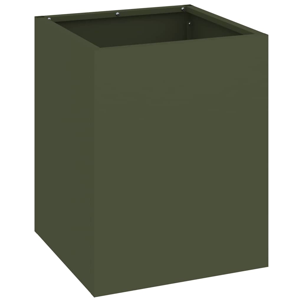 Vidaxl Gartenblumentopf olivgrün 32 x 32 x 40 cm kaltgewalzter Stahl