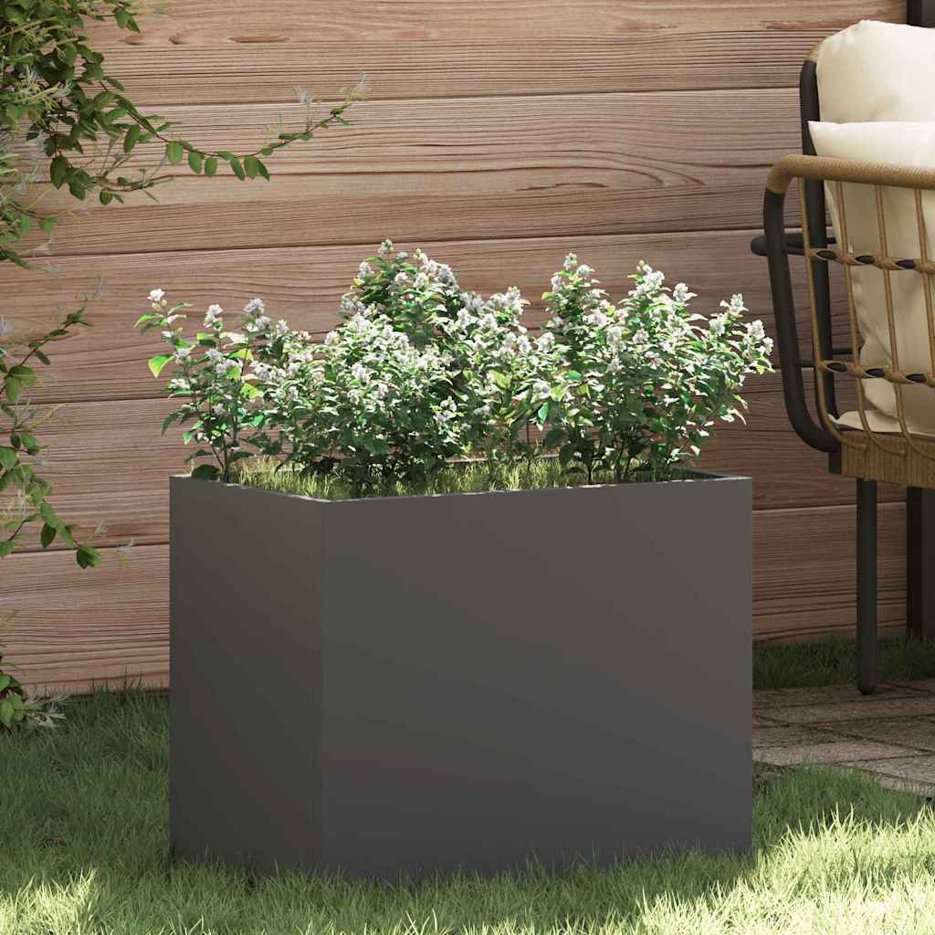 Vidaxl Gartenblumentopf schwarz 50 x 32 x 40 cm kaltgewalzter Stahl