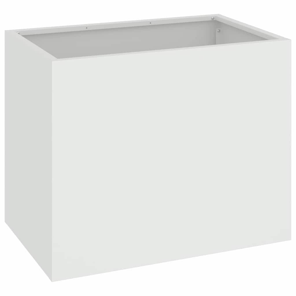 Vidaxl Gartenblumentopf weiß 50 x 32 x 40 cm kaltgewalzter Stahl