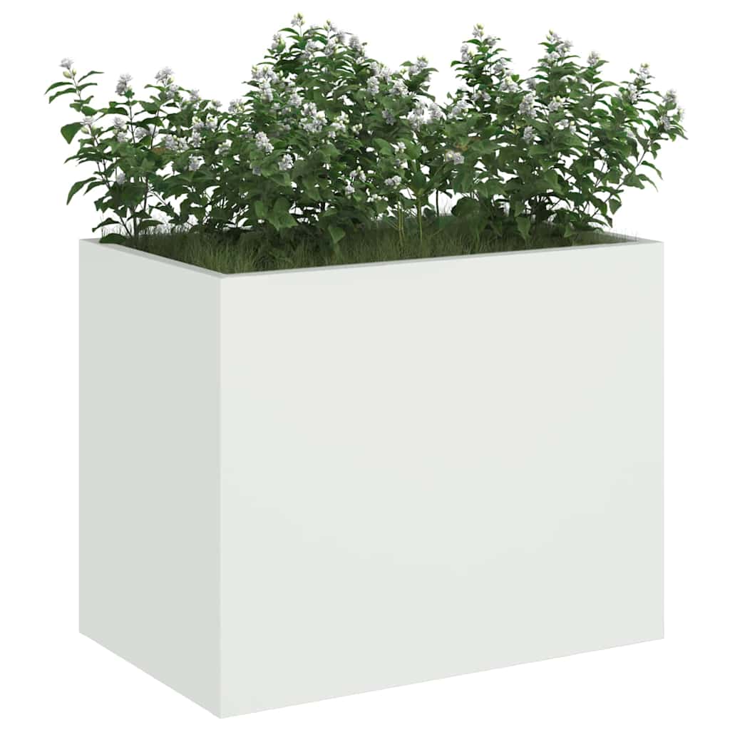 Vidaxl Gartenblumentopf weiß 50 x 32 x 40 cm kaltgewalzter Stahl